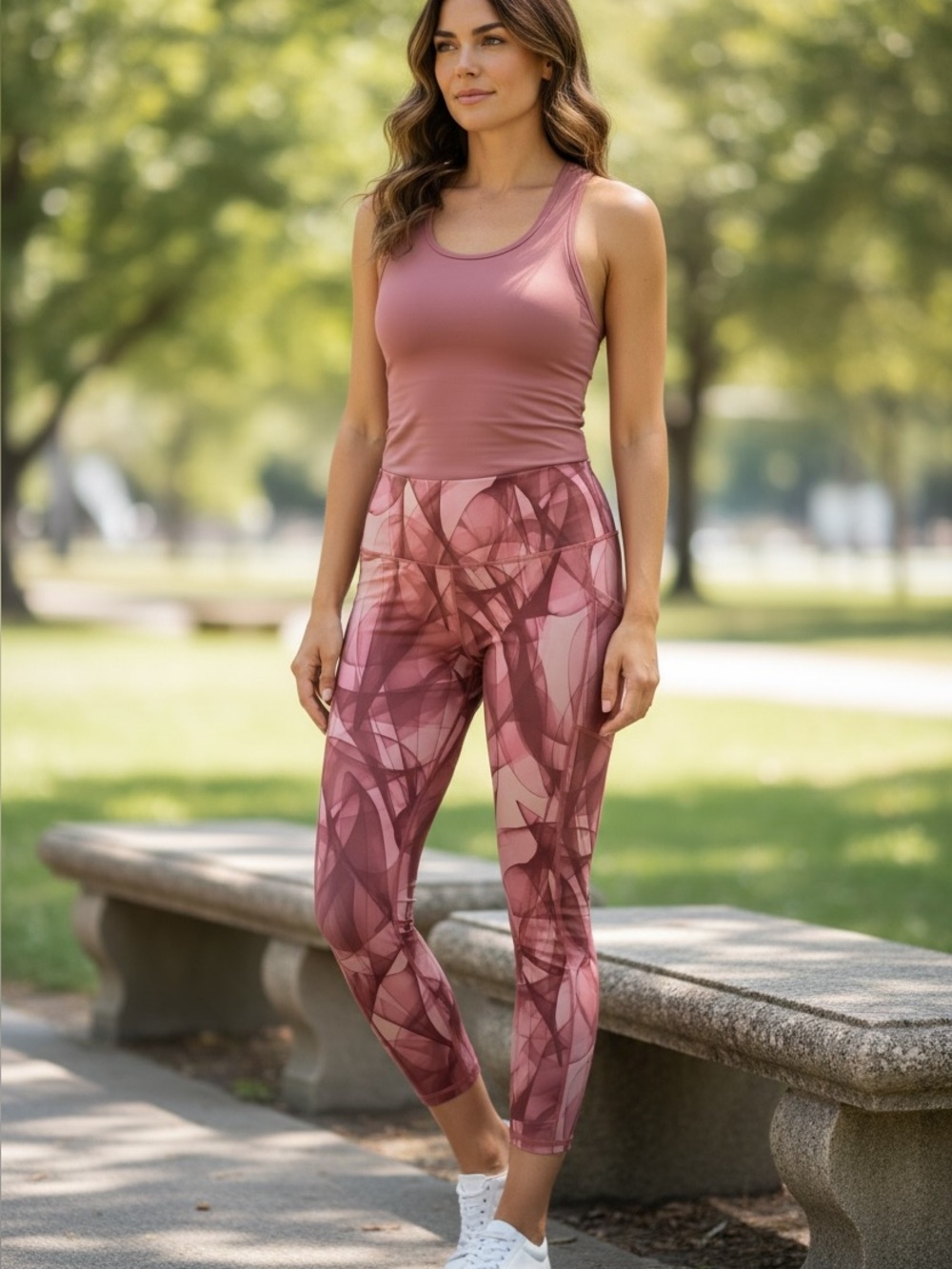 Pink Abstract Pattern Leggings by Ideology